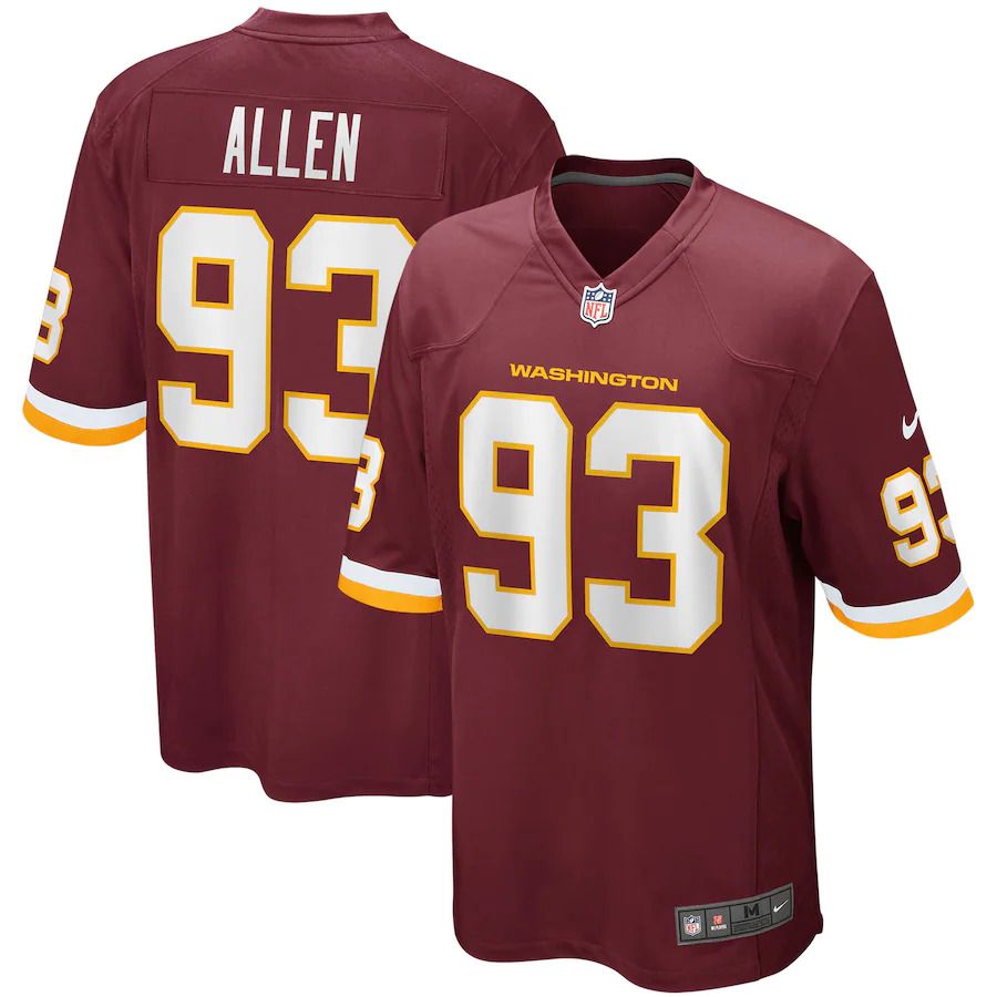 Men Washington Redskins #93 Jonathan Allen Nike Burgundy Home Game NFL Jersey